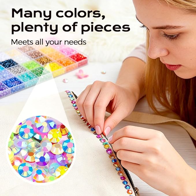 Colorful DIY Resin Rhinestone Kit, 2026 New Resin Jelly Rhinestones for Bedazzling, Multicolor 3mm Flatback Gems Rhinestones Kit, Bedazzling Bedazzed Kit for Diamond Nail Art (30000 PCS)