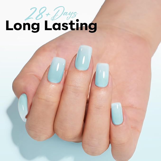 modelones Gel Nail Polish Jelly Baby Blue Rosy Translucent Gel Polish Light Sky Sheer Nails Soak Off LED Nail Lamp Nail Manicure 15 ML
