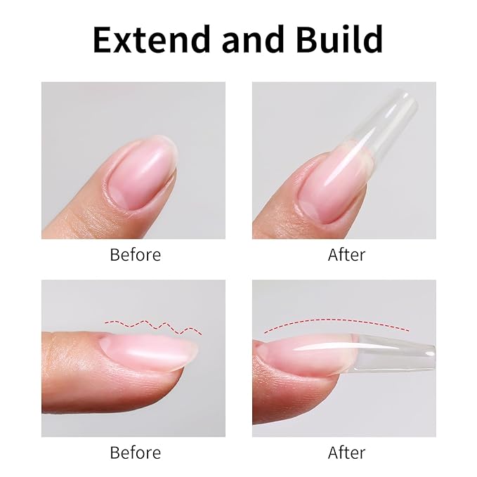 Builder Nail Gel Kit, 35g Clear Builder for Nails, Hard Extension Gel With Clear Nail Tips Forms and Brush