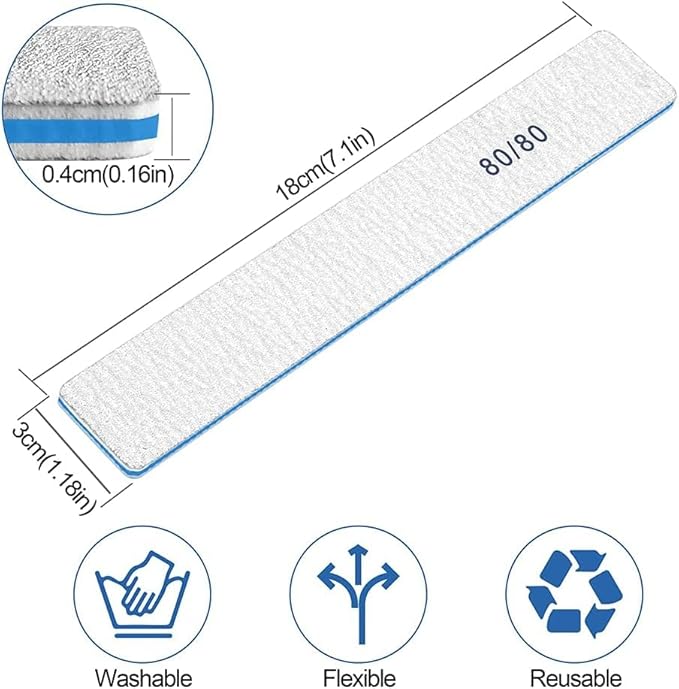 100 Pcs Nail Files for Natural Nails - 8080 Grit Nail File, Nail Files and Buffers, Strong Nail File for Acrylic Nails, Toe Nail Files, for Home and Salon Use