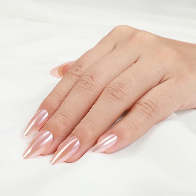 Rnker Press On Nails - Nutty Color, Almond Top gel Nails with a Glossy Glaze Finish, 15 Sizes - 30 Nail Kit with Glue