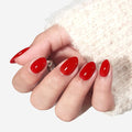 modelones Sheer Red Short Press on Nails, Semi-Transparent Oval Fake Nails Kit Press Ons with Nail Glue, Adhesive Tabs, Nail File, Prep Pad, Manicure Stick, 32Pcs 16 Sizes, Spring Women Girl Gift