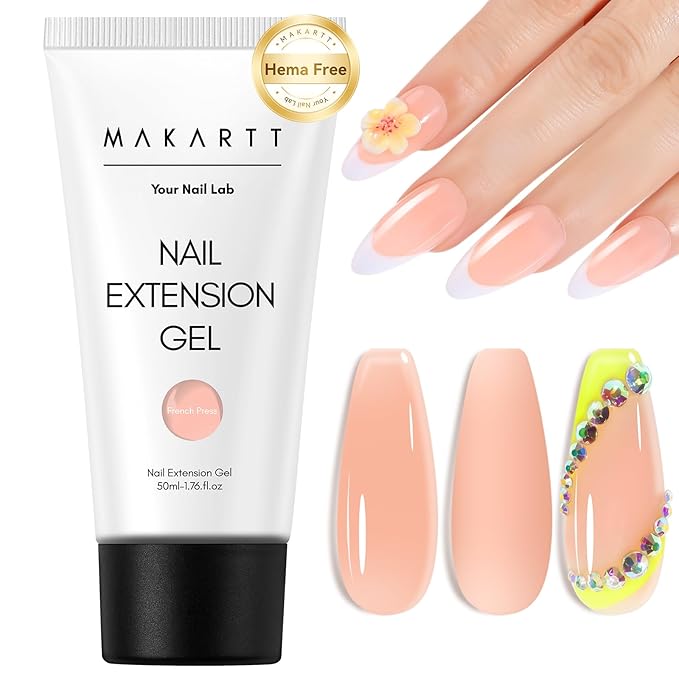Makartt Hema-Free Poly Nail Gel Spring 50ML Nude Extension Builder, Trending Stylish Elegant Colors for All Season, 3D Molding Hard Gel Manicure - French Press