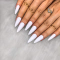 Morily 24pcs Fake Nails Matte Pure Color Medium Long Stiletto Almond Press on Nails False Tips Artificial Finger Manicure for Women (White)
