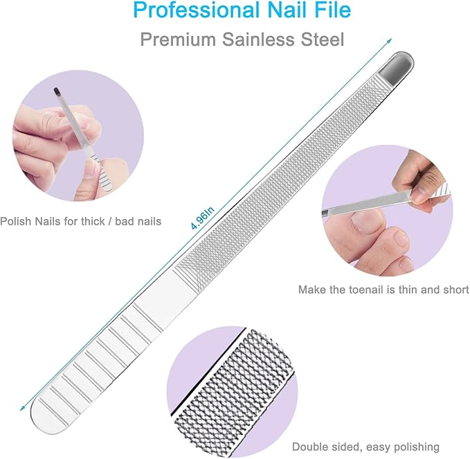 9-Piece Cuticle Tool Set, Professional Manicure & Pedicure Kit with Stainless Steel Cuticle Nippers, Trimmer, Pusher, Nail File and Buffer for Toenail & Fingernail Care at Home Salon