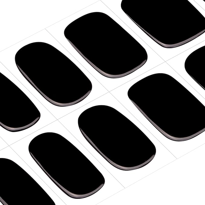 DANNI & TONI Semi Cured Gel Nail Strips Black (Obsidian) Gel Nail Polish Stickers Glossy Nail Wraps 28 Stickers