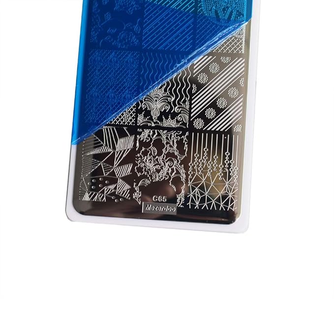 8Pcs Pendant Star Nail Plates Geometry Line Cattle Nail Stamp Template Image + Nail Art Stamp Plate Stamping Plates Holder Storage Bag Cases Stamp Organizer
