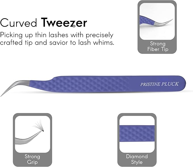 Lash Tweezers Set – Professional Eyelash Extension Tweezers Kit with Case & Brush – 3 Precision Lash Tweezers for Volume, Isolation & Classic Lashes – Anti-Static, Non-Slip Grip