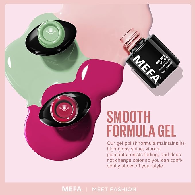 MEFA Gel Nail Polish Set Limited Edition, 12 Colors Burgundy Red Dark Green Glitter Gel Polish Winter Silver Gold Sparkle Nail Polish Manicure Soak Off Salon Christmas Gifts for Women Girl