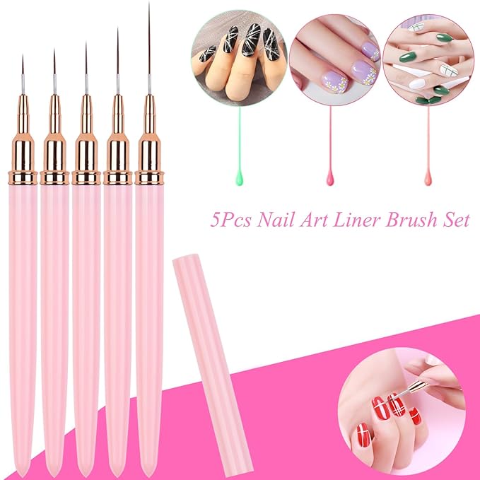 7pcs Nail Art Brushes, Nail Art Liner Brushes Sizes 4/8/12/20/25mm, Oval & Angled Nail Art Clean Up Brushes for Clean Polish Mistake On The Cuticles