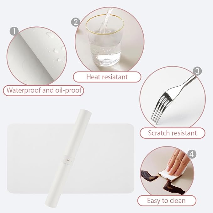 Nail Art Table Mat, (Mat Only) Foldable Hand Rest Manicure Pad, Soft Microfiber PU Leather Arm Rest Pad for Acrylic Nails, Nail Polish Mat for Nail Tech Salon Home (White)