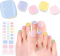 Semi Cured Gel Nail Strips - 26 PCS Salon Quality Toe Gel Nail Stickers for All UV Light - Longlasting & Easy Remove Toe Wraps Art Kit for Women (Peach Pink)