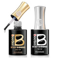 Beetles Gel Base and Top Coat Set 2Pcs 15ml, Stay Shining No Wipe Top Coat Gel Nail Polish & Strong Adhesion Base Coat Long Lasting High Gloss UV Lamp Needed Nail Art Design Manicure Gifts for Women