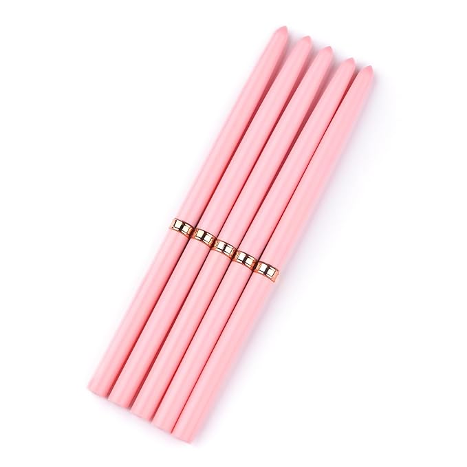 Nail Art Liner Brushes with Nail Brush Holder 5Pcs Striping Brushes Gel Polish Painting Art Design Pen Set for Fine Drawing (Pink)