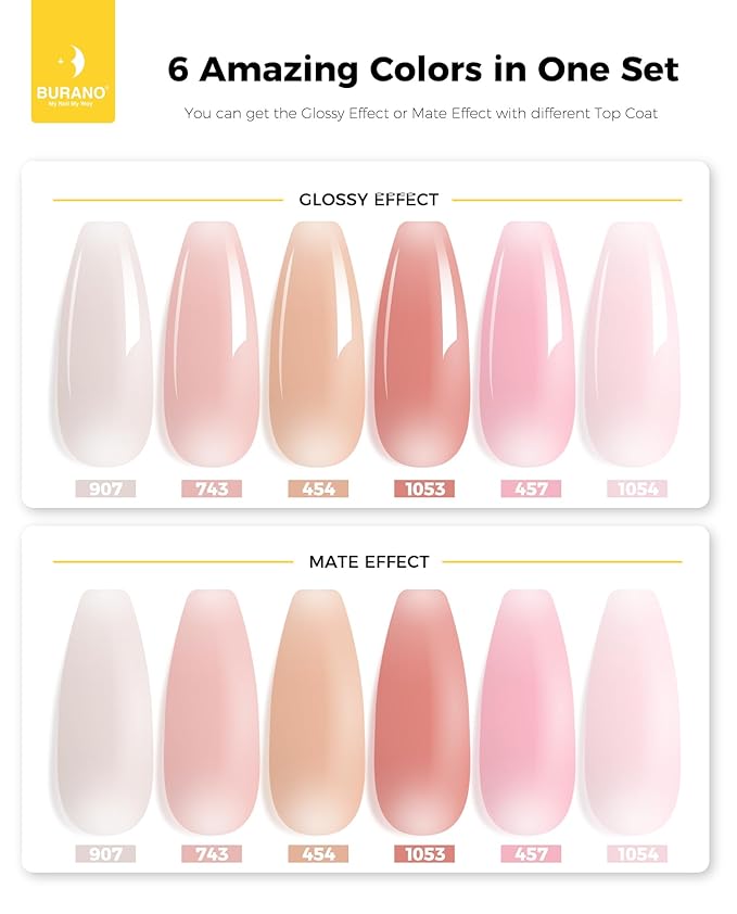 BURANO Poly Extension Gel Nail Kit, 6 Colors Nail Poly Nails Builder Gel Set for Beginner & Professional Using, DIY Starter Kit Nail Art Gift (Nude pink)
