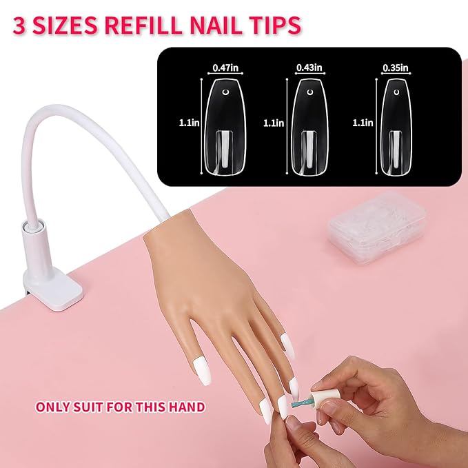 100 Replacement Clear Acrylic Nail Tips, Fake Nails for Practice, DIY Nail Art