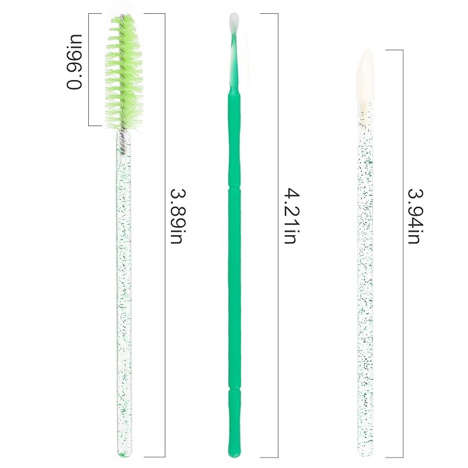 300 Pack Disposable Spoolies Brushes Sets Mascara Wand Lip Brushes Bamboo pole-shaped Handle Cotton Swab for Eyebrow Eyelash Extension Tattoo Lipstick Applicator(Green)