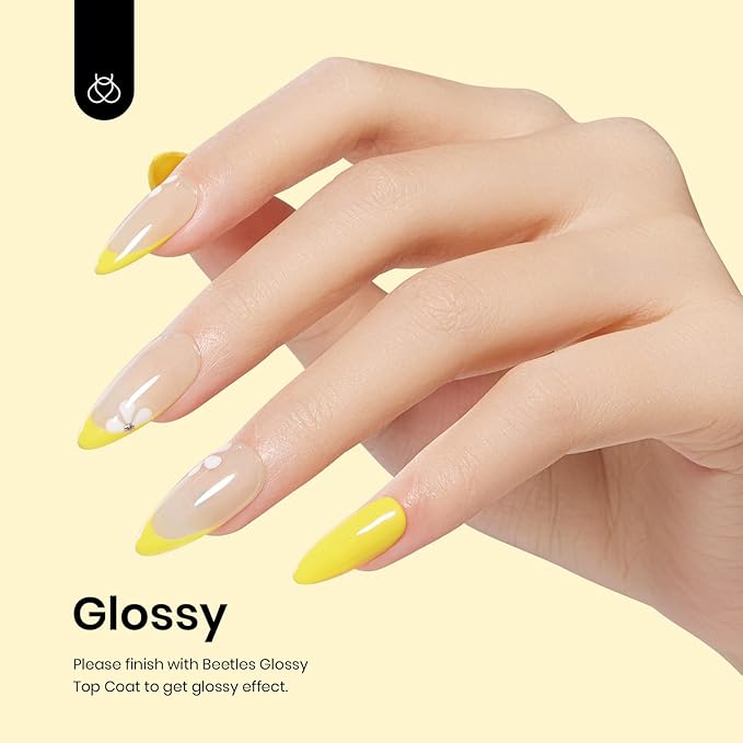beetles Gel Polish, 15ml Canary Yellow Color Gel Polish Soak Off LED Nail Lamp Gel Polish Nail Art DIY Home Manicure Salon Gel 0.5OZ
