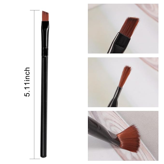 WOKOTO 20 PCS Slanted Tip Nail Art Brushes Set Black Acrylic Nail Brushes Uv Gel Builder For Women's Acrylic Nails French Nail Designs Brushes For Nail Art Design Painting Brush Cleaning Pens Tools