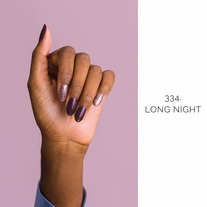 NAILOG Semi Cured Gel Nail Strips, 20Pcs Dark Purple Glitter Pink Lasting Gel Nail Stickers, Salon Quality Easy Apply & Remove Works with Any UV/LED Nail Lamps, Long Night