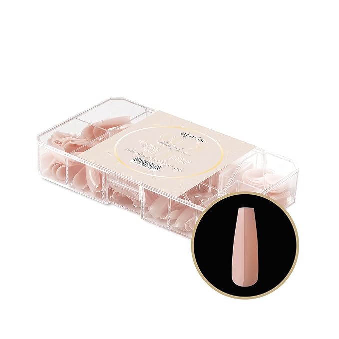Apres Neutrals Gel-X Margot Box Of Press On Nails, 11 Sizes 00-9, Soft Gel Nail Tip Box (150pcs) (Sculpted Coffin Long, 150)