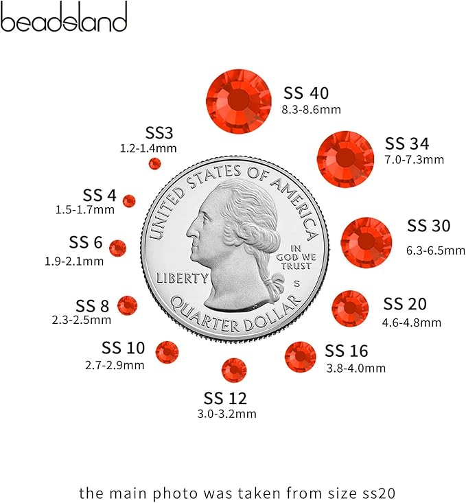 Beadsland 2880pcs Flat Back Crystal Rhinestones Round Gems for Nail Art and Craft Glue Fix, Orange,SS8,2.3-2.5mm
