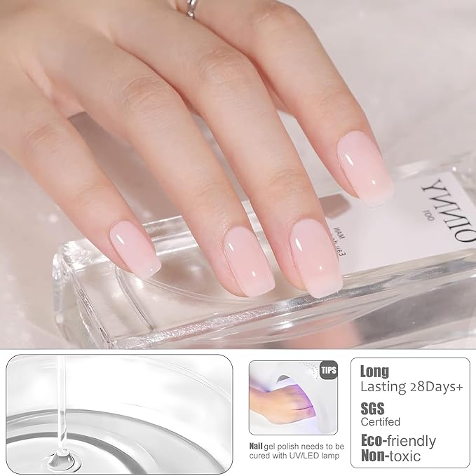 Vishine Builder Gel For Nails, 8-in-1 Milky Pink Nail Builder Strengthener Sheer Pink Gel Builder For Nails Hard Gel Jelly Gel Builder Extension Nail Gel Base Gel In A Bottle E054