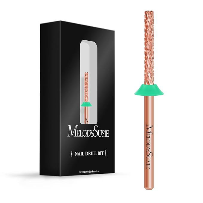 MelodySusie Super Long Mini Barrel Nail Buffer Bit, Professional Safety Carbide Nail Bit for Nail Bed File Cuticle Dead Skin Cleaning Nail Prepare, Two Way Rotate, Manicure Salon Supply, Rose Gold, C