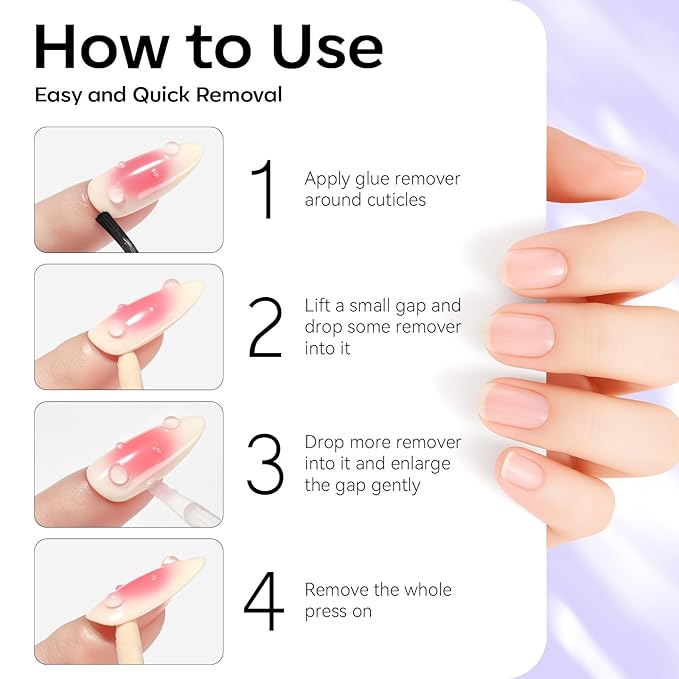 Makartt Press On Nail Glue Remover: Fast and Easy Adhesive Remover for Fake Nails Tips & Glue Off, Hema-Free Debonder Nail Remover Serum with 2 Dropper Applicators and 2 Cuticle Sticks, 30ml