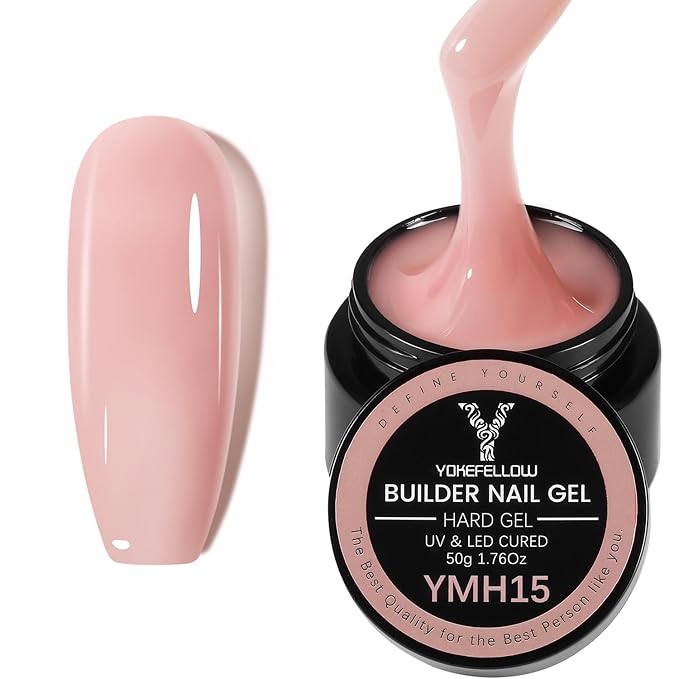 50g Builder Gel for Nails, Long-Lasting Soak-Off Nail Extension Gel for Beginners & DIY Home Salon Manicure(YMH15-Pink Apricot Nude)