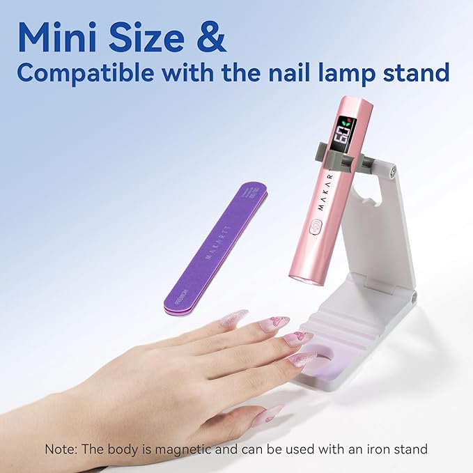 Makartt Handheld UV Nail Lamp - UV Light for Gel Nails with 3 Beads Portable JERTY LED Gel Light for Fast Curing Nail Tips Rechargeable USB Nail Light with LCD 3 Timers for Home Salon Use