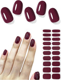 Semi Cured Gel Nail Strips (B-Plum Red), 20 Pcs Gel Nail Wraps, Stickers, Long Lasting, Works With Any UV Lamps