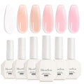 MelodySusie Hema Free Builder Gel Set for Nails Thickening, Nude and Pink, 6PCS 0.5 Fl Oz, Tpo Free, Soak Off UV Extension Gel, Nail Art Design Salon DIY Manicure at Home for Women
