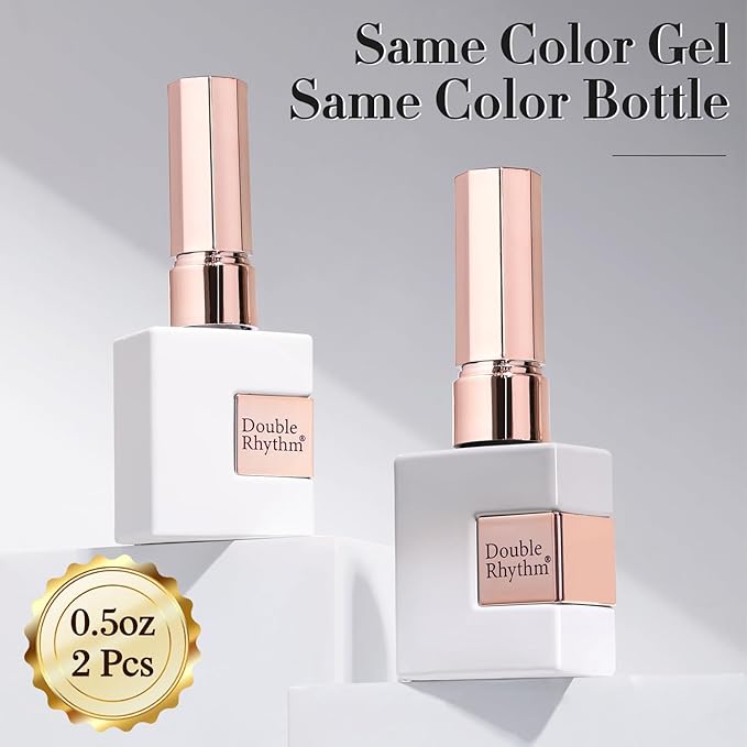 Double Rhythm 2 Pcs 15ml UV Gel Polish Set Pure White And Black Color Gel Nail Polish Kit Nail Art Salon DIY (White and Milky White-A1075+A1093)