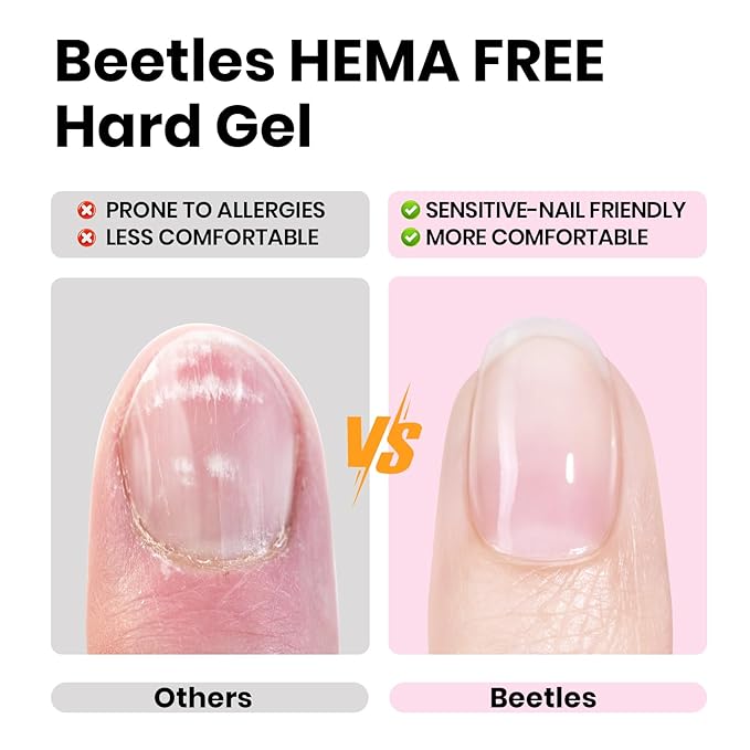Beetles HEMA-Free Hard Gel for Nails,1 oz 9 in 1 Pink Builder Nail Gel for Sensitive Nails Extension Sculpting & Overlays UV/LED Lamp Cured Salon for Professional Nail Tech Use Women