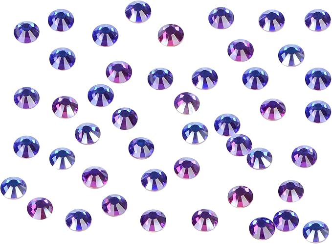 1440PCS Art Nail Rhinestones Non Hotfix Glue Fix Round Crystals Glass Flatback for DIY Jewelry Making with one Picking Pen (ss20 1440pcs, Purple Velvet)