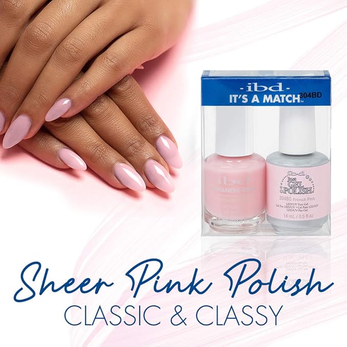 IBD It's A Match Duo French Pink 304BD, Nail Lacquer and Gel Polish, 1 Set