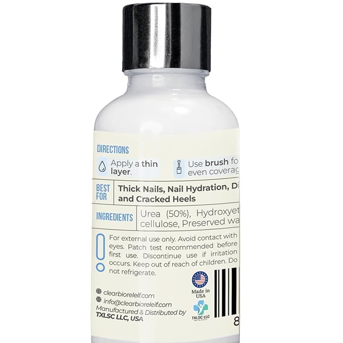 Urea 50% Nail Gel - Softens Cracked Heel Calluses & Thick Toenails - Repairs Damaged, Yellow, Discolored Nails – Highly Effective & Quick-Dry Fingernails & Toenail Treatment