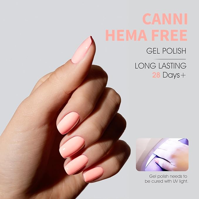 CANNI Light Pink Gel Nail Polish, 1Pcs Baby Pink Gel Polish Color High Gloss Soak Off U V Nail Manicure Salon DIY