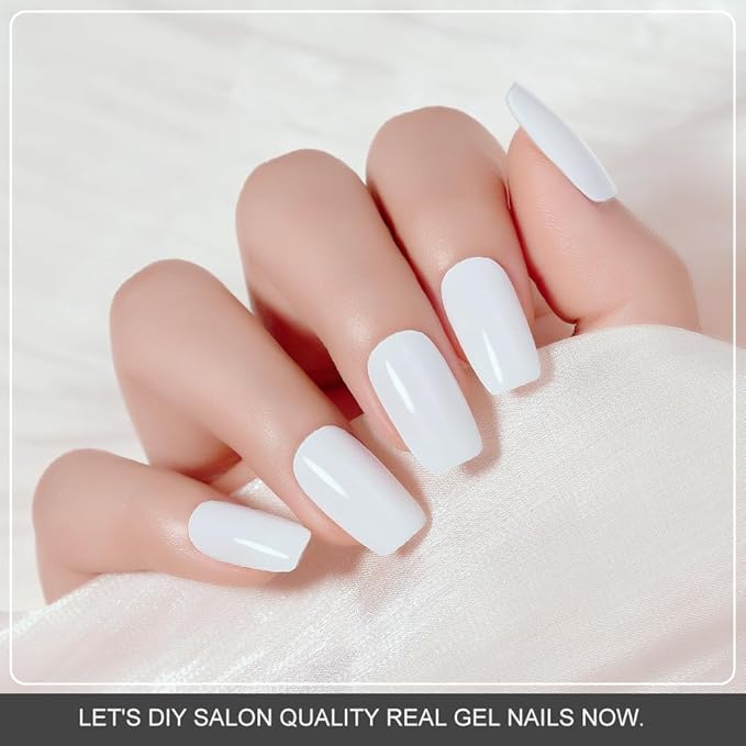 Arte Clavo Semi Cured Gel Nail Strips, 20 Pcs Gel Nail Stickers with UV Light Required, Salon Quality, Long Lasting, Easy Apply and Remove (White)