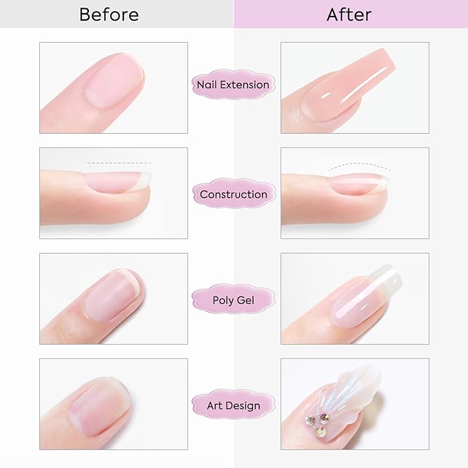 VENALISA Hard Gel for Nails, 50ml Jelly Pink Builder Nail Gel Extension Jelly Strengthener Polygel Nail Art Manicure