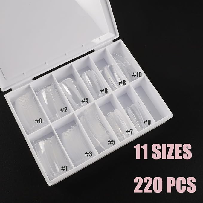 Duck Nail Tips 220Pcs XXL Duck Feet Nail Tips Long Duck Nails Clear Y2K Press on Nails 11 Sizes Half Cover False Nails for Manicure Salon Home DIY