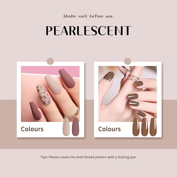 JR 9 Colors 0.5oz Brown Gel Nail Polish Set Bow Bottle Design Nude Gel Polish Kit UV LED Soak Off Polish Home DIY Gift Dark Brown Colors Nail Gel Polish Kit Series