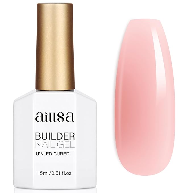 AILLSA Builder Gel Natural Nude 7 In 1 Hard Gel Polish for Nail Thickening Light Color Strengthener Gel Polish Sheer Nude Skin Tone Extension U V Gel for Nail Art Base Coat Needed 0.51 Oz GB93