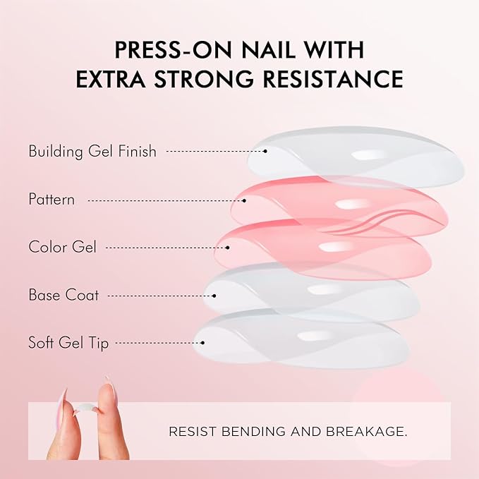 VSALON Coffin Short Press On Nails, Smokey Grey Light Curable Sheer Jelly Finish False Nails, Reusable Gel Glue on Nails Kit with Glue - 32 pcs in 16 Sizes