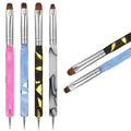 4 Pcs French Brush for Nails French Tip Brushes Nail Art Supplies for Design Builder Gel Dotting Tools Kit Small Nail Brush to Clean Up Detail Painting 3d Acrylic Brushes Professional Manicure