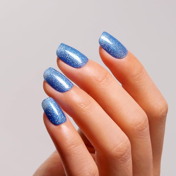 Glitter Gel Polish,Light Blue Iridescent Glitter Gel Nail Polish Sparkle Shimmer Summer Rainbow Soak off LED UV for Art DIY Manicure 15ML