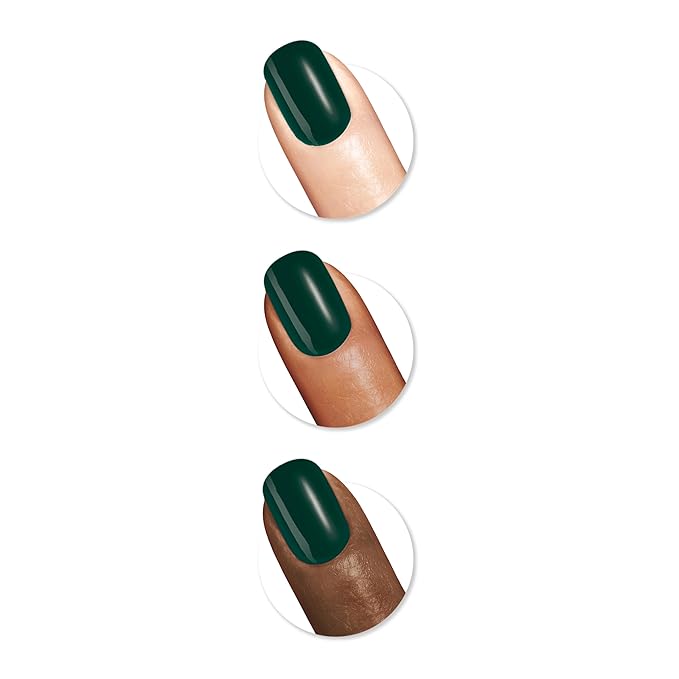 Sally Hansen Color Therapy Nail Polish | Biotin, Argan Oil, Long Lasting, Healthy Nails, Nail Strengthener, Opaque | 453 Serene Green | Dark Green Nail Color