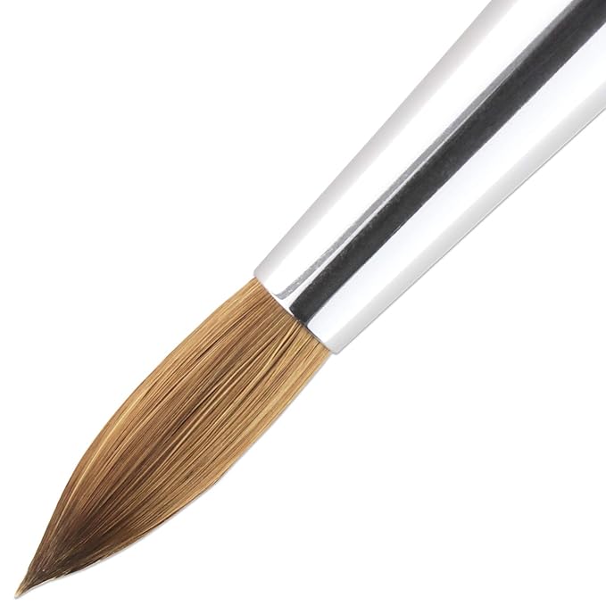 PANA Pure Kolinsky Hair Nail Brush - Round Clear Acrylic Handle (Size 10) - Nail Brush for Nail Application, Nail Extension, Manicure Pedicure Salon Beginner and Professional