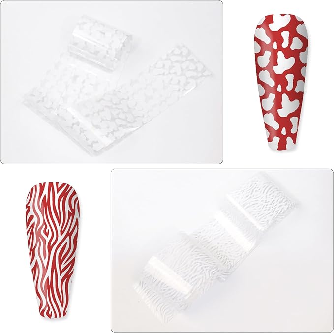 SILPECWEE 10 Rolls French Tips Strips Nail Foil Black and White Nails Design Nail Transfer Foil Holographic Nail Art Foils Fingernail Stickers Nails for Women 3D Nail Art Decoration
